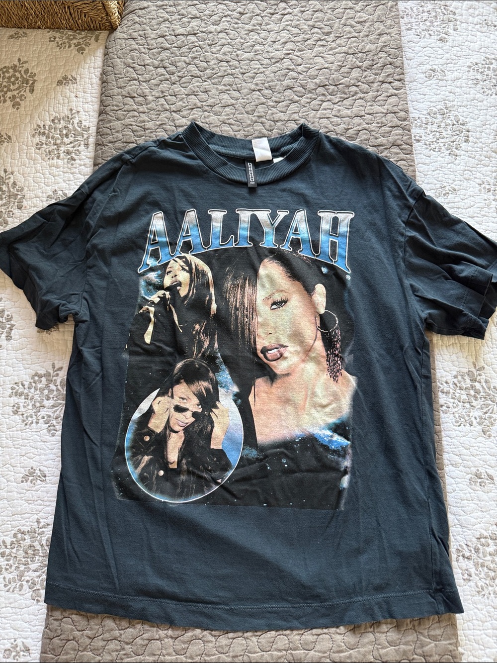 H&M Black Aaliyah Logo Tee